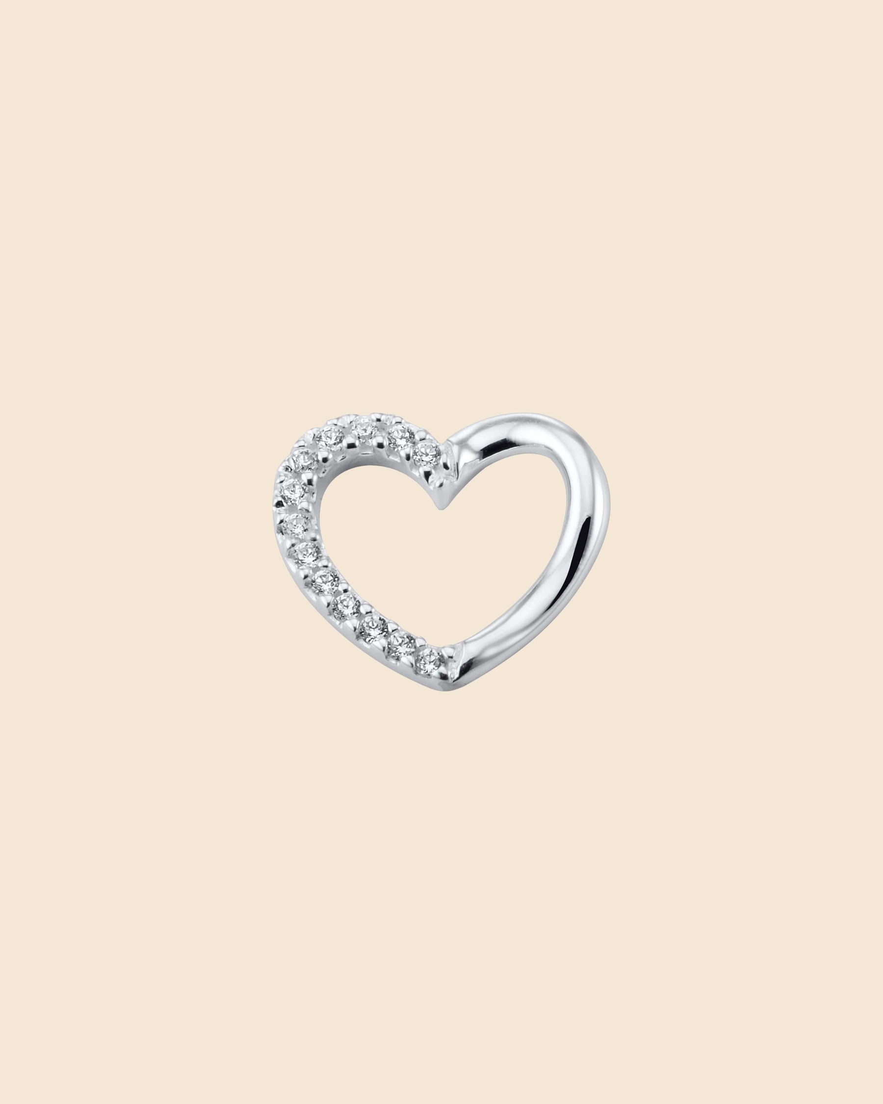 Sterling Silver Cubic Zirconia Half & Half Heart Pendant