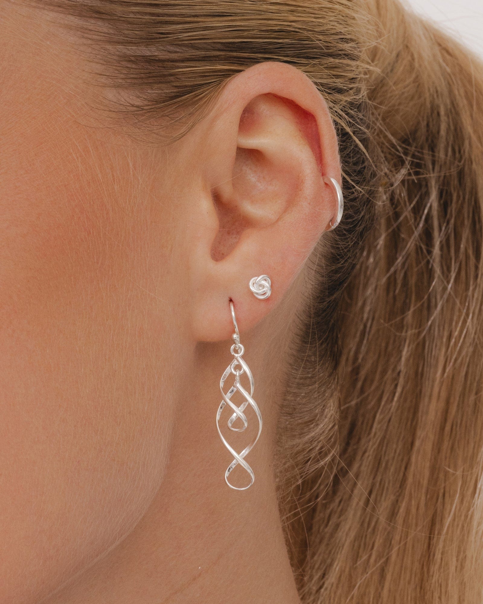 Sterling Silver Figure of 8 Drop Earrings