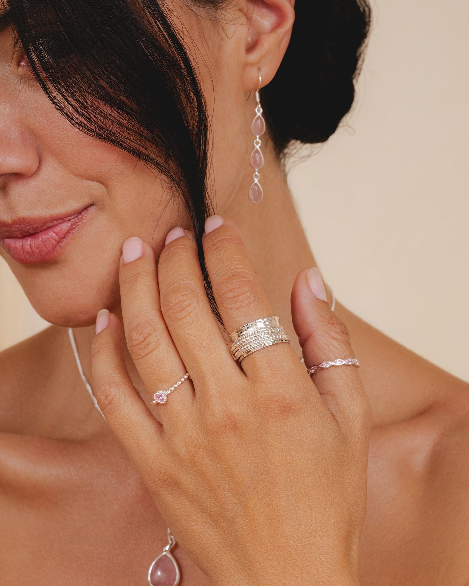 Sterling Silver Dotted Band Spinning Ring