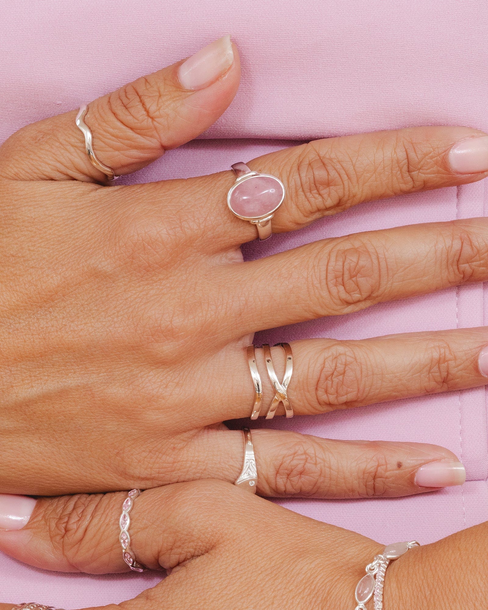 Sterling Silver and Oval Gemstone Ring