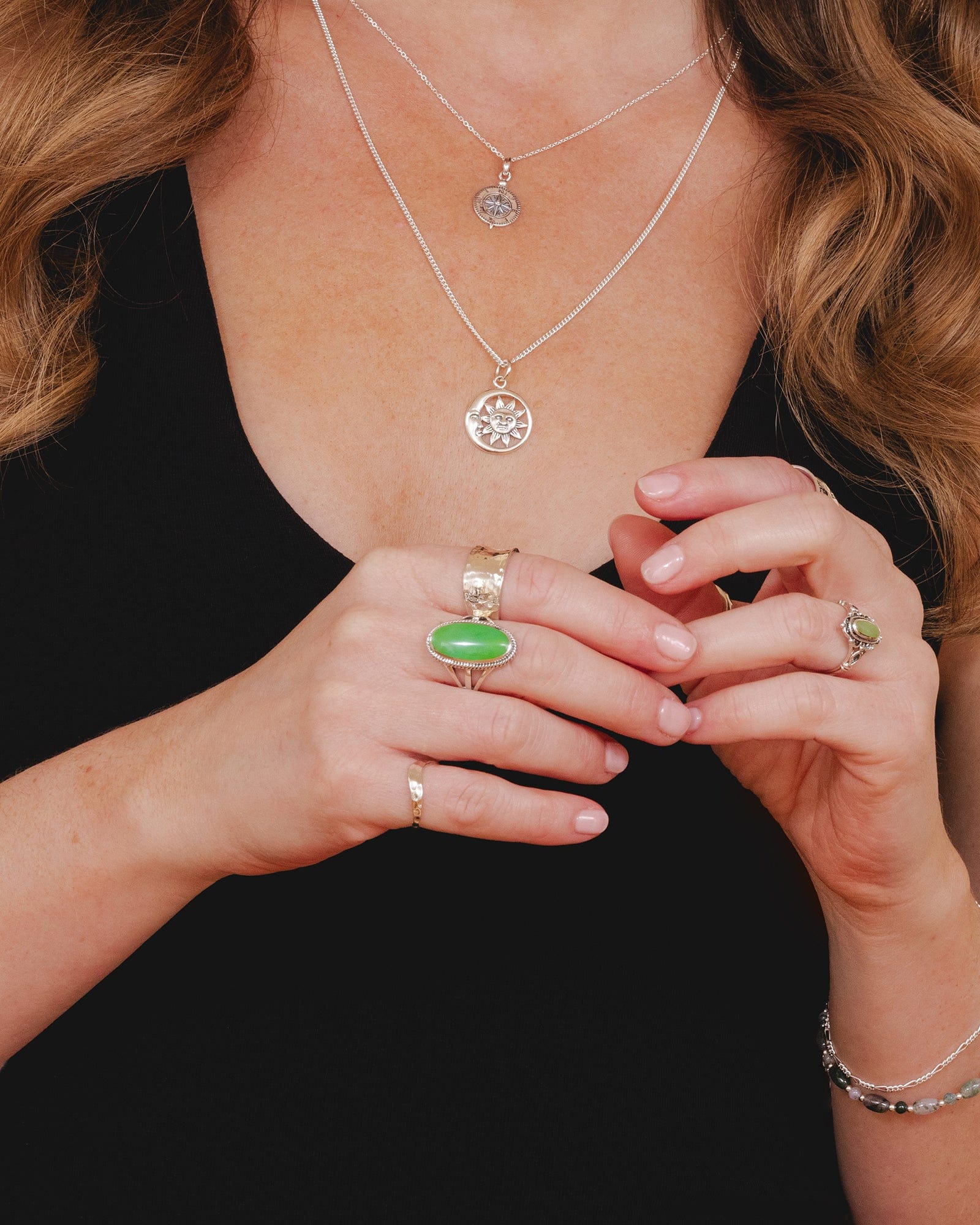 Sterling Silver Rope Detail Prehnite Ring