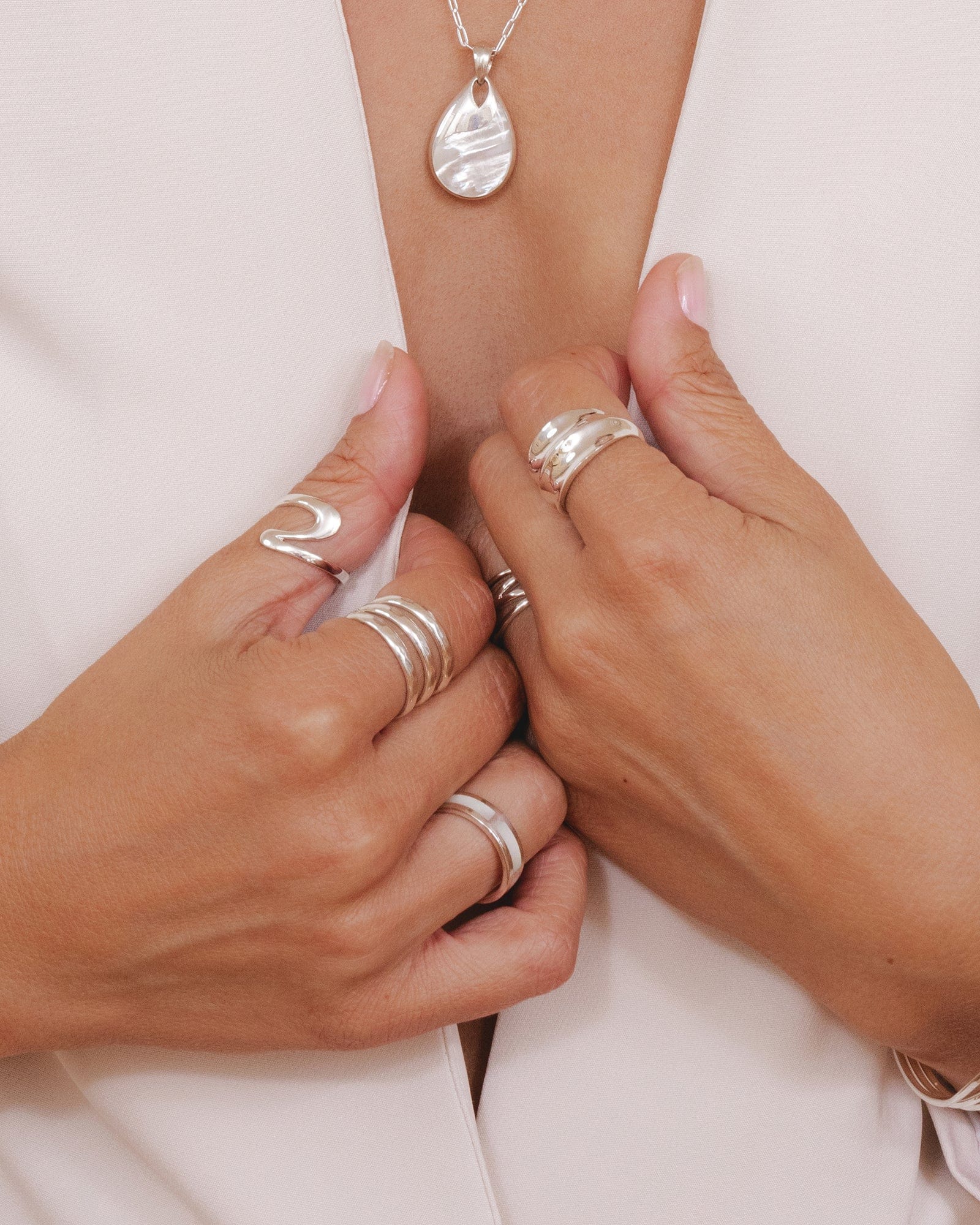 Sterling Silver Hammered Triple Band Ring