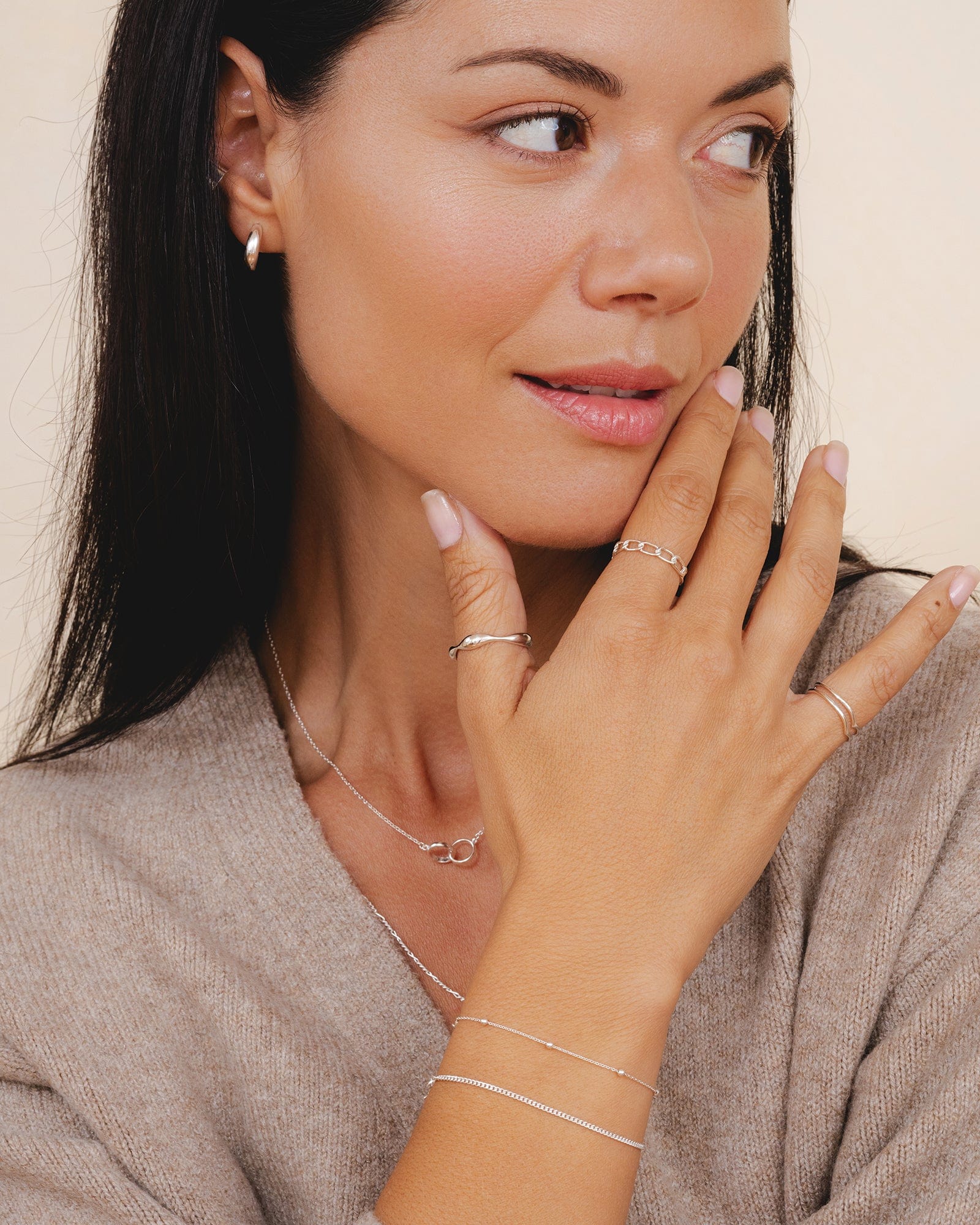 Sterling Silver Trace and Bead Bracelet