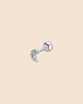Sterling Silver and Cubic Zirconia Mini Moon Screwball Stud