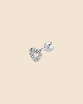 Sterling Silver and Cubic Zirconia Mini Heart Screwball Stud