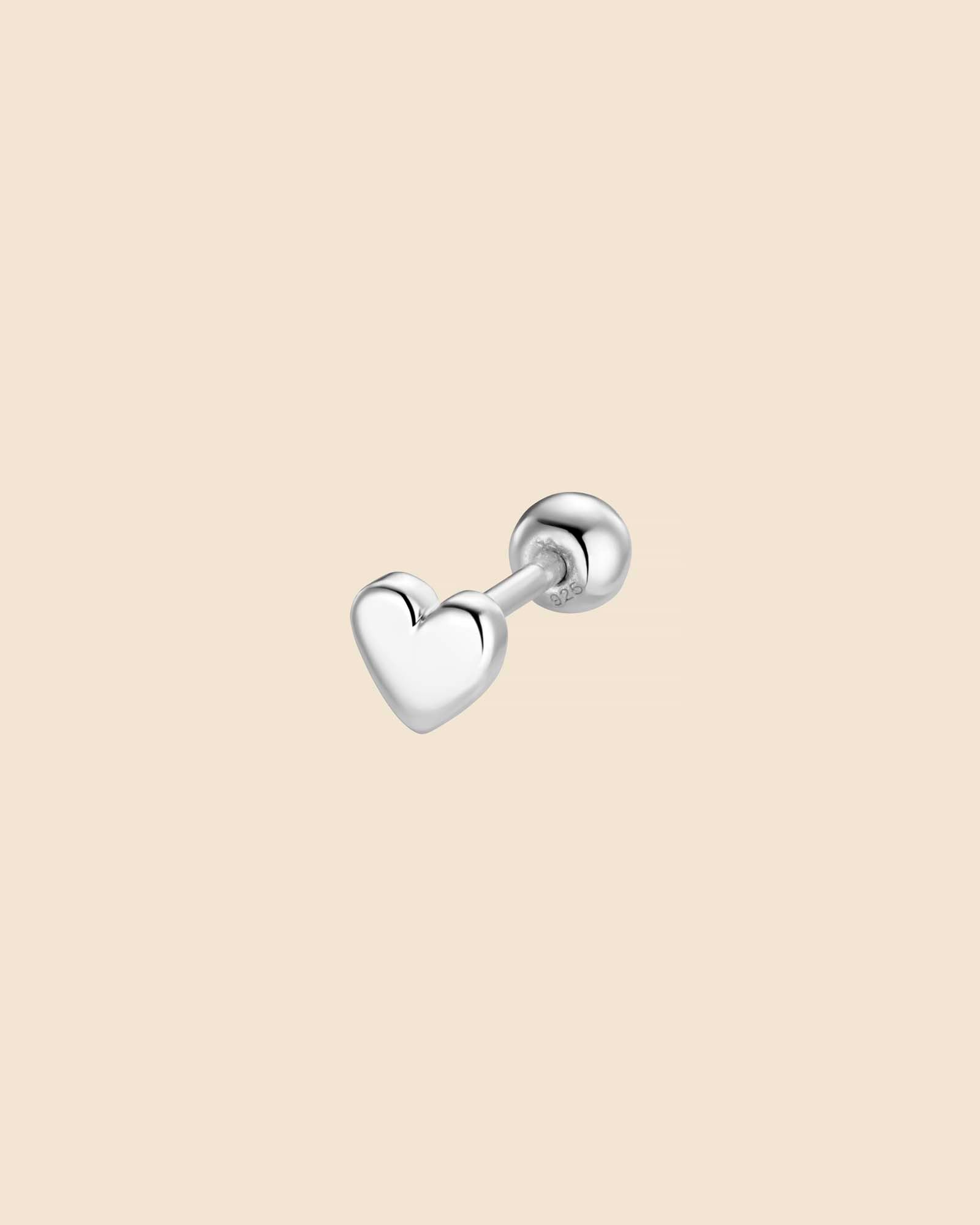Sterling Silver Mini Heart Screwball Stud