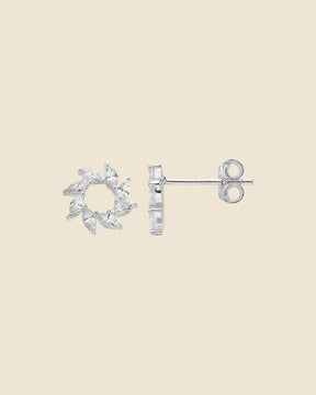 Sterling Silver and Cubic Zirconia Marquise Flare Studs