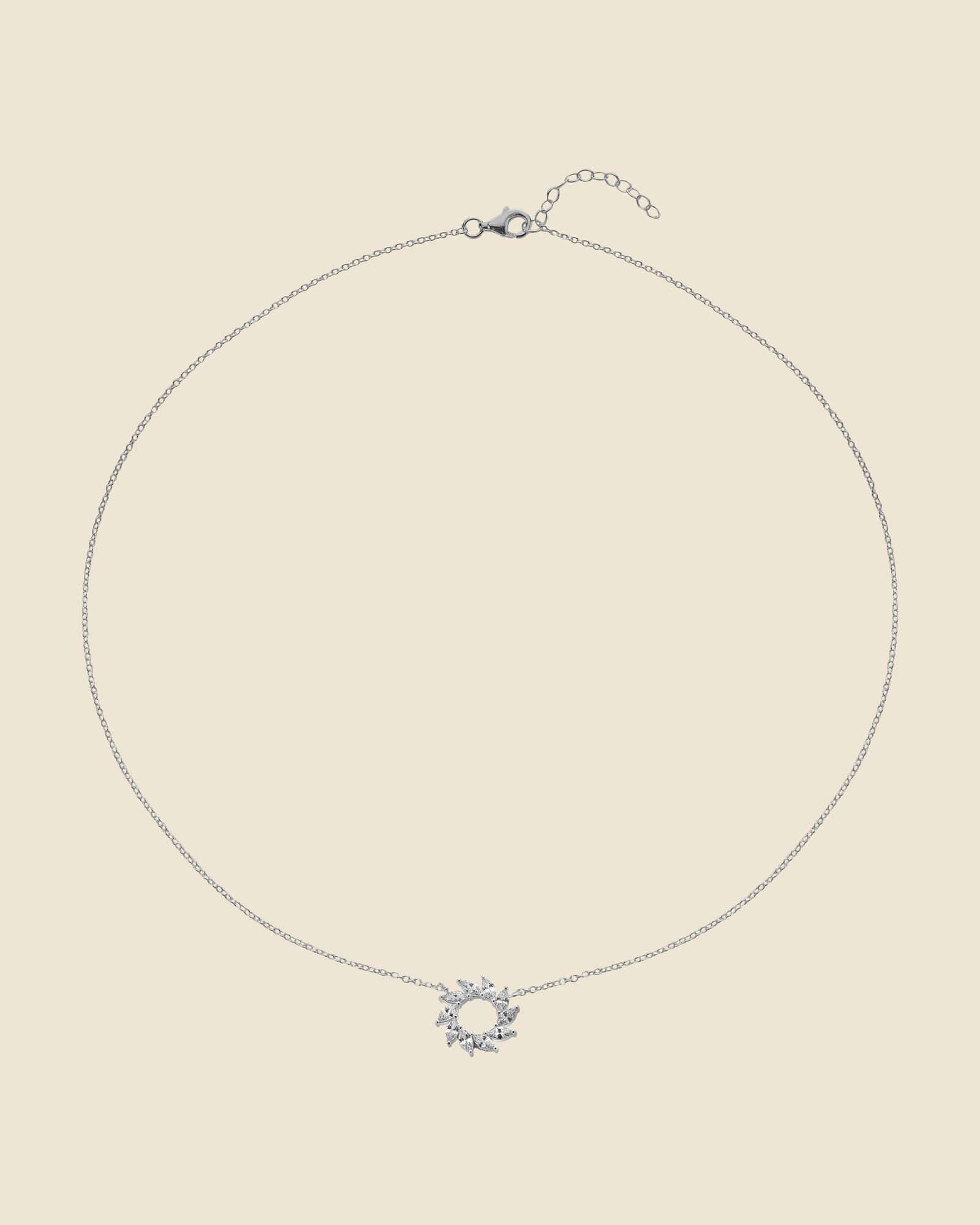 Sterling Silver and Cubic Zirconia Marquise Flare Necklace