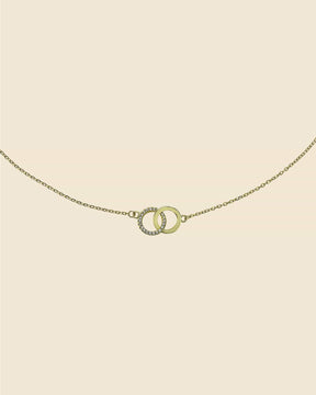 Gold Plated and Cubic Zirconia Lovers Link Necklace