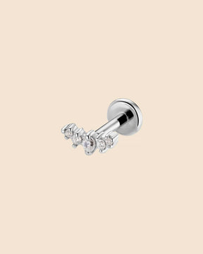 Sterling Silver and Titanium Mini Cluster Row Labret