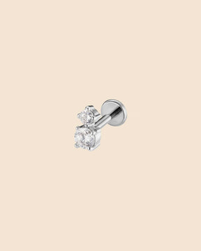 Sterling Silver and Titanium Double Stone Labret