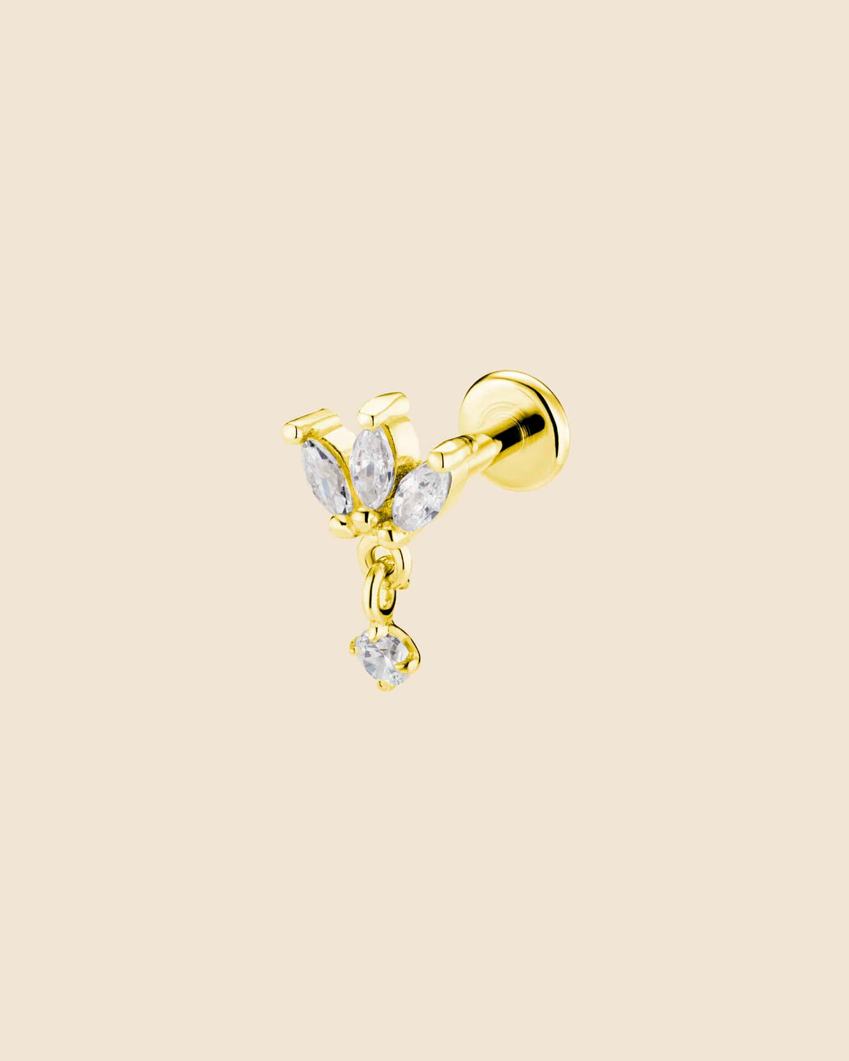 Sterling Silver and Titanium Marquise Fan and Drop Charm Labret