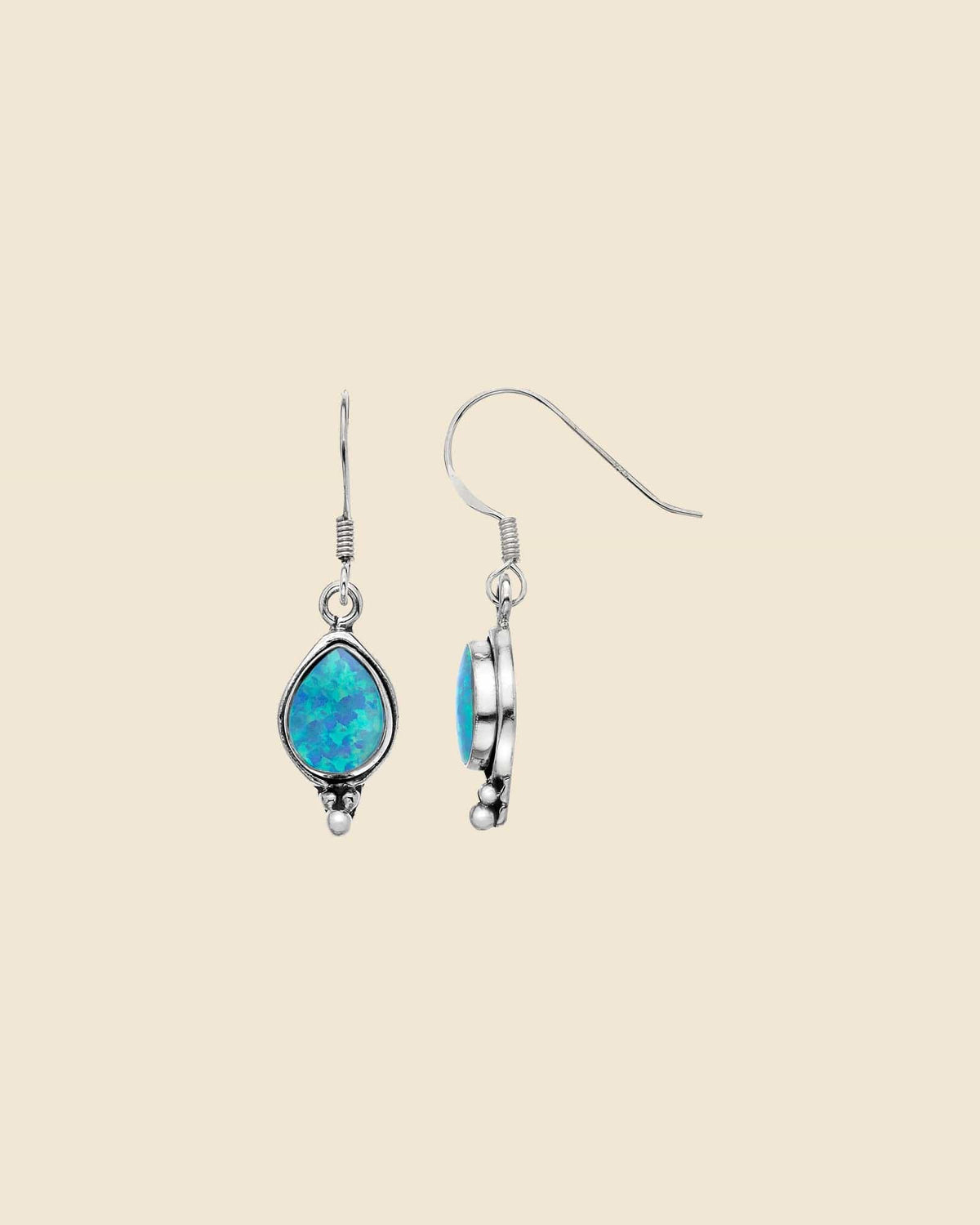 Sterling Silver and Opal Navajo Teardrop Earrings