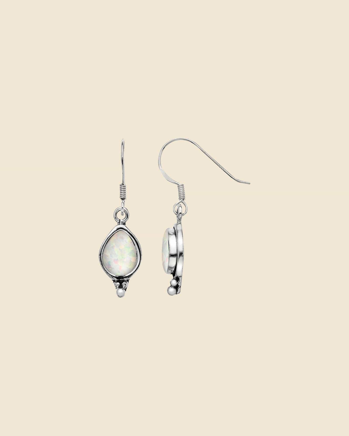 Sterling Silver and Opal Navajo Teardrop Earrings