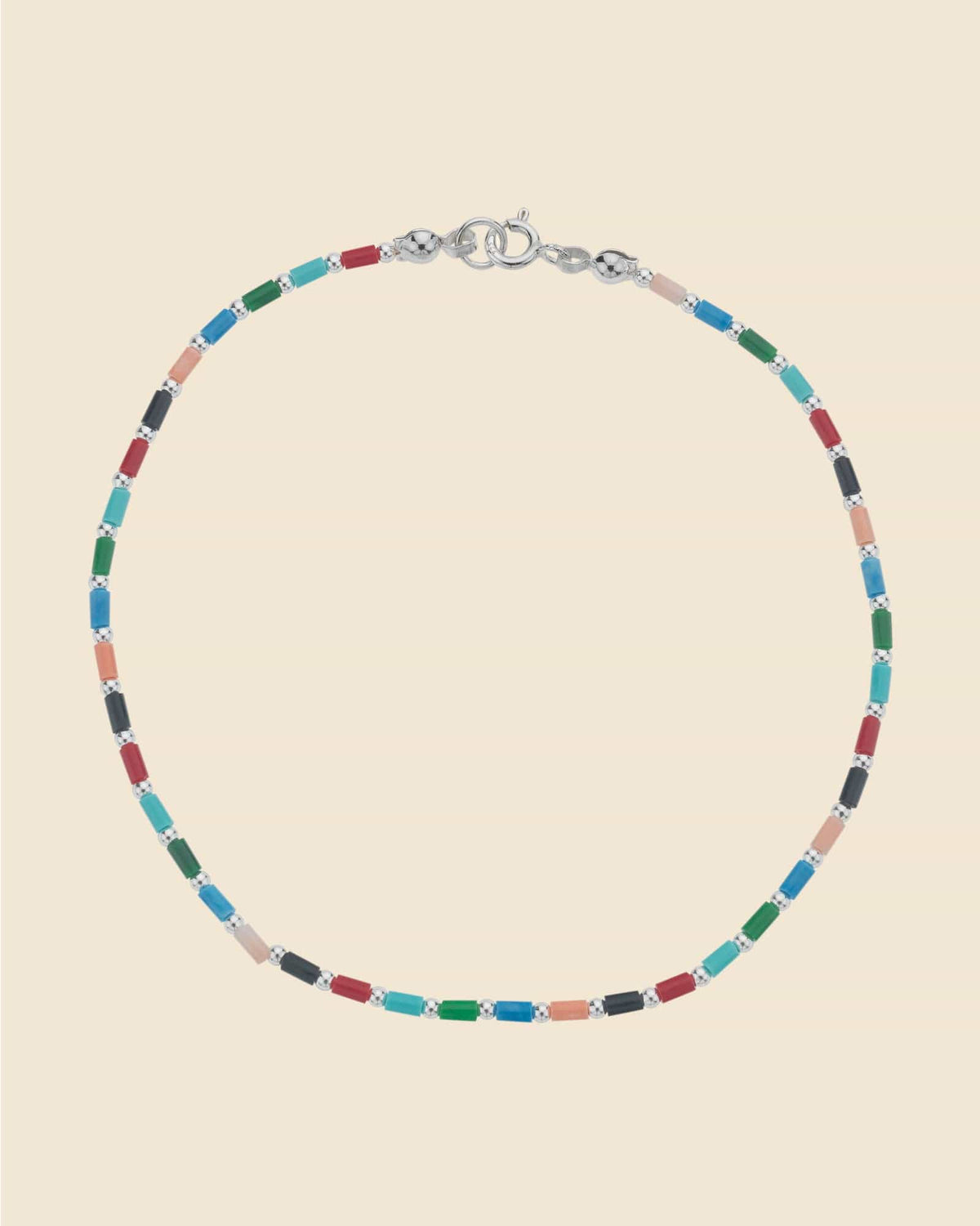 Multicolour Turquoise Tube Bead Anklet