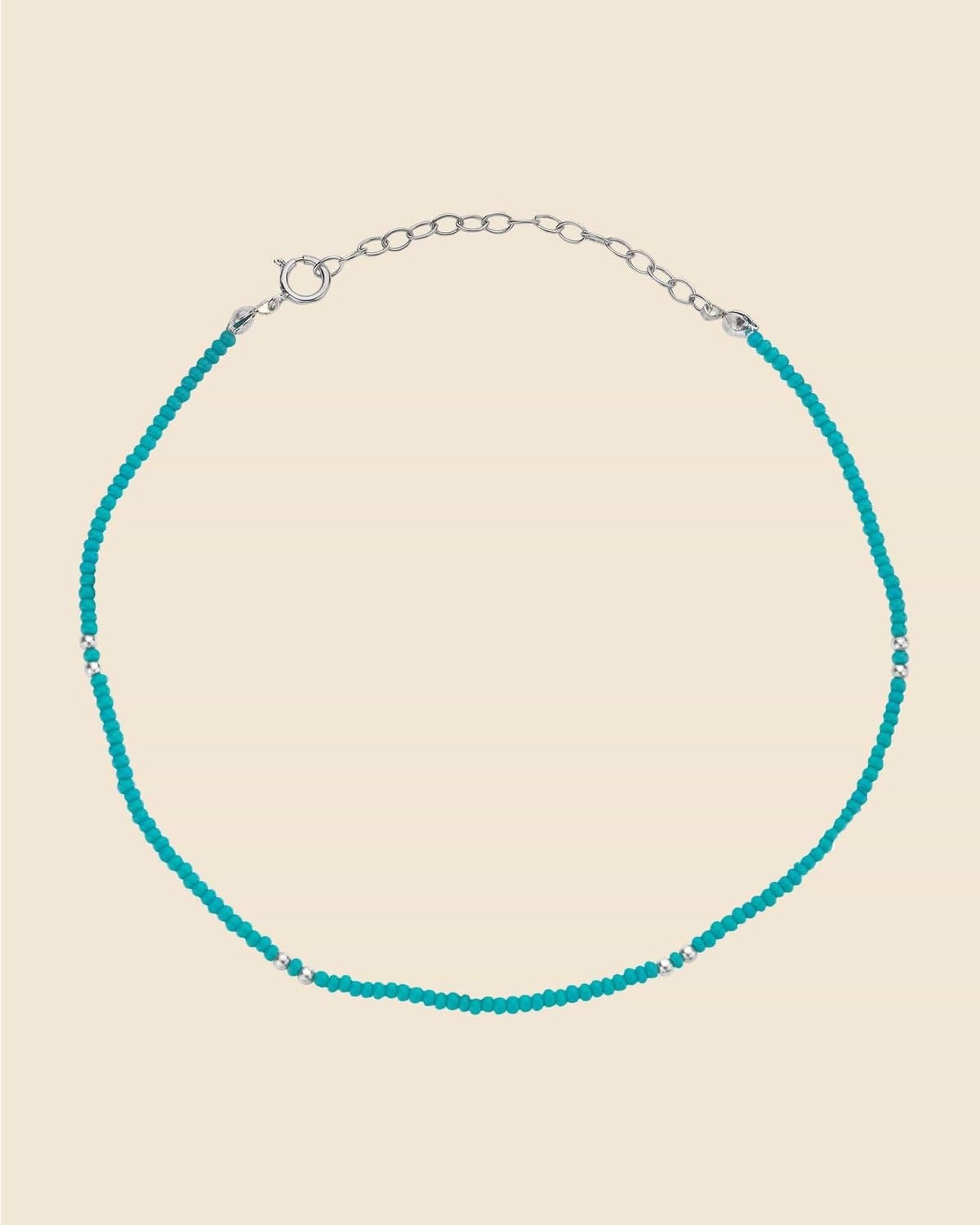 Turquoise Seed Bead Anklet
