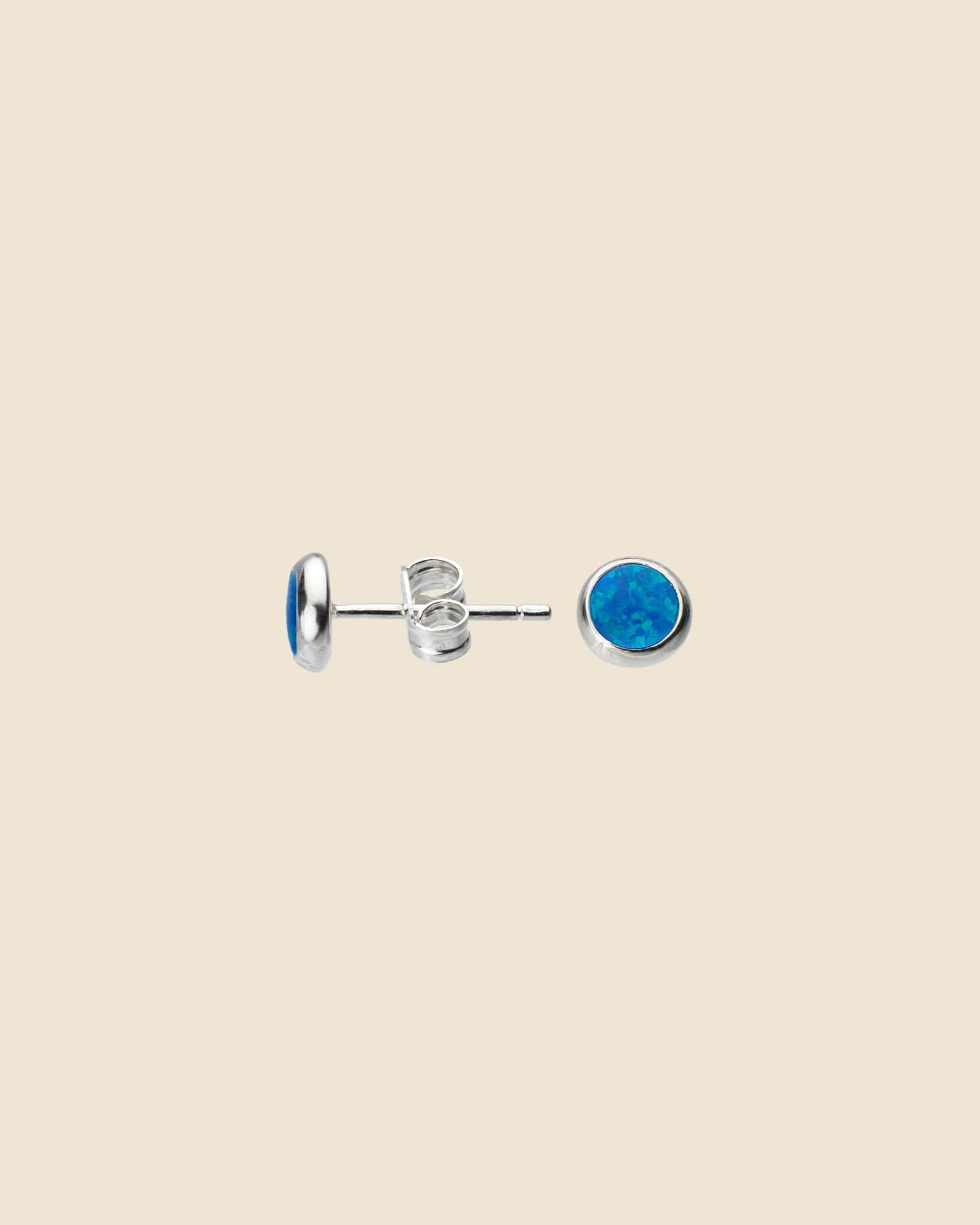 Sterling Silver Round Opal Studs