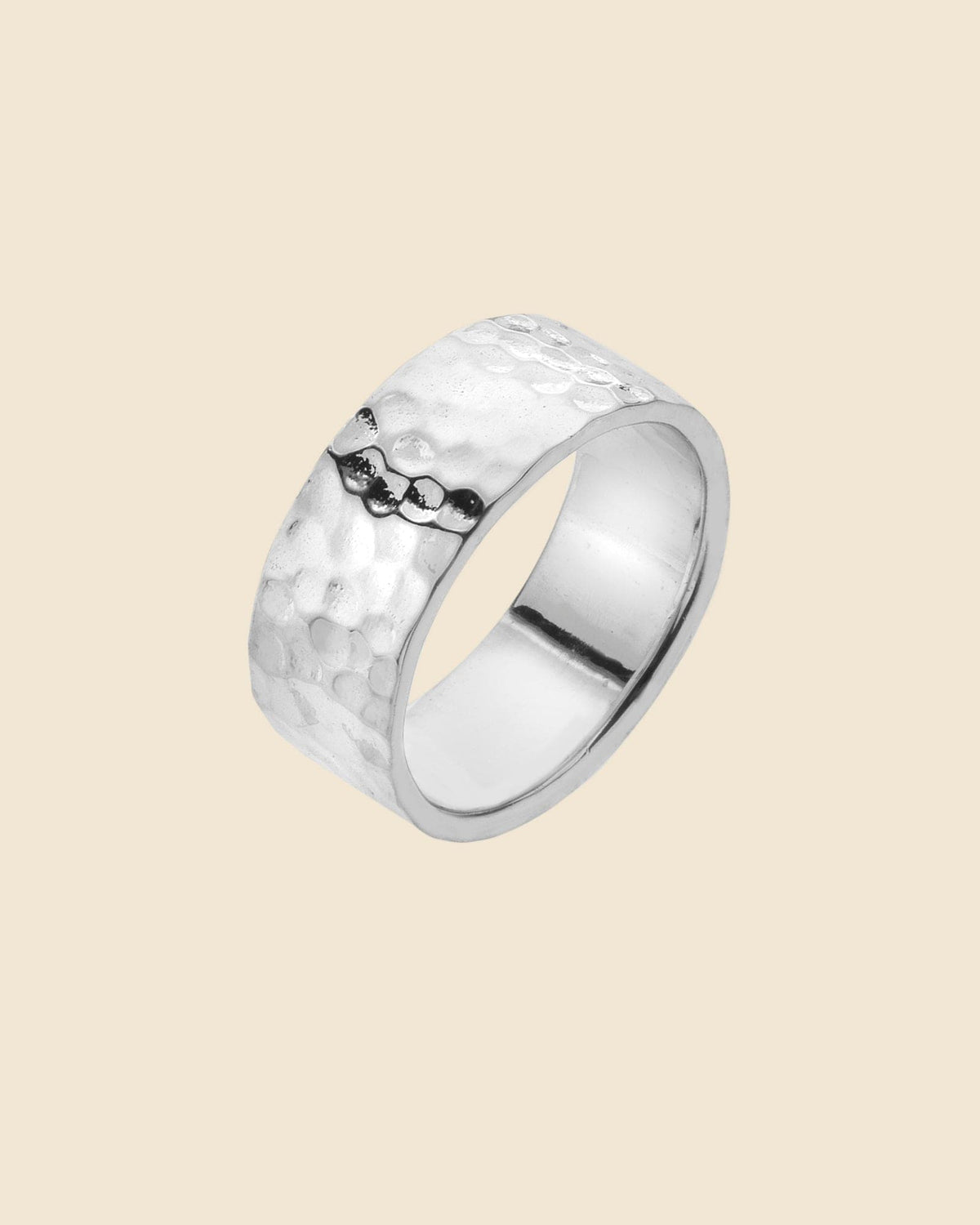 8mm Hammered Sterling Silver Band Ring