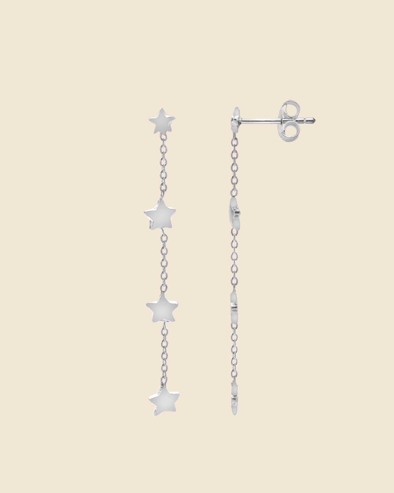 Sterling Silver Star Drop Studs