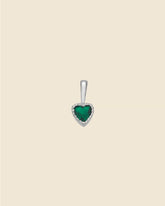 Sterling Silver and Emerald Glass Sweet Heart Pendant