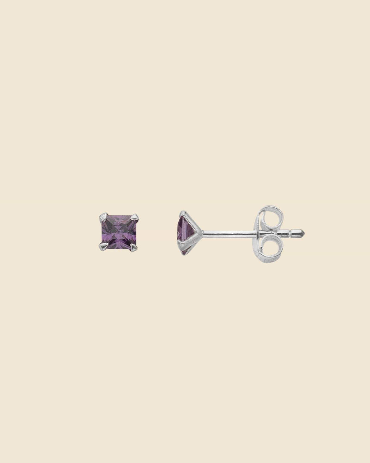 Sterling Silver Amethyst Square Studs