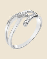 Sterling Silver and Cubic Zirconia Crossover Ring