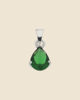 Sterling Silver and Emerald Glass Teardrop Pendant