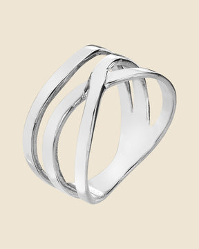 Sterling Silver 3 Strand Crossover Open Ring