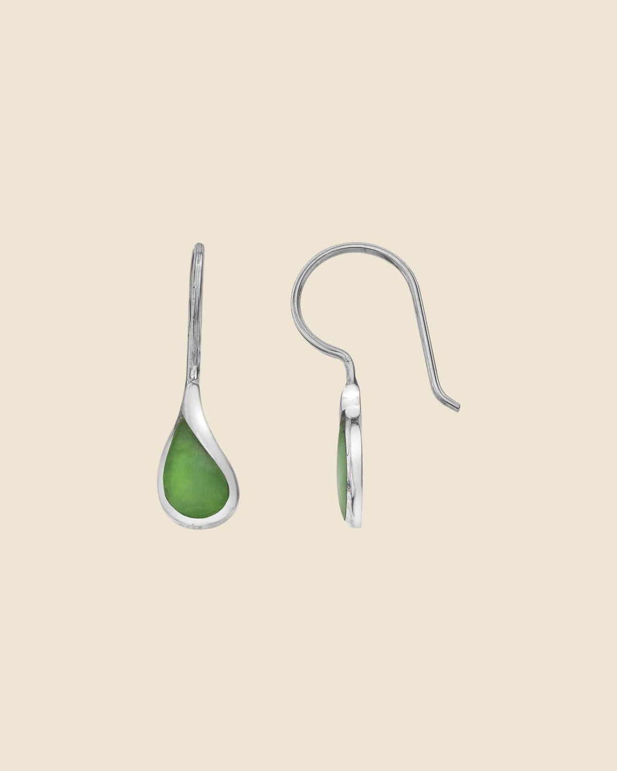 Sterling Silver and Prehnite Elegant Teardrop Earrings