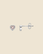 Sterling Silver and Pink Cubic Zirconia Heart Studs