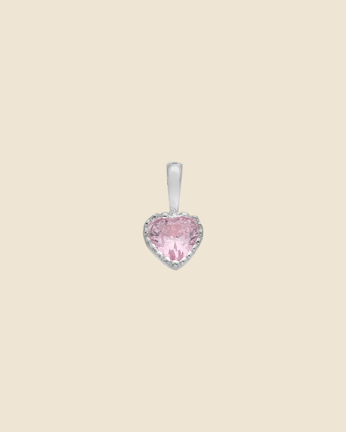 Sterling Silver and Pink Cubic Zirconia Heart Pendant