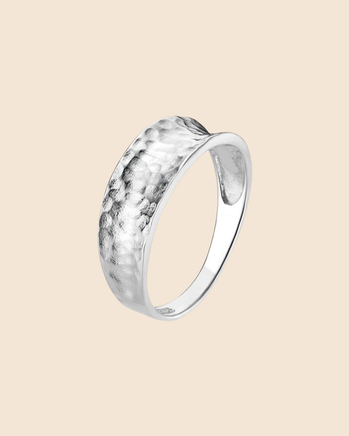 Sterling Silver Hammered Concave Band Ring