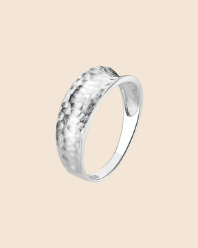Sterling Silver Hammered Concave Band Ring