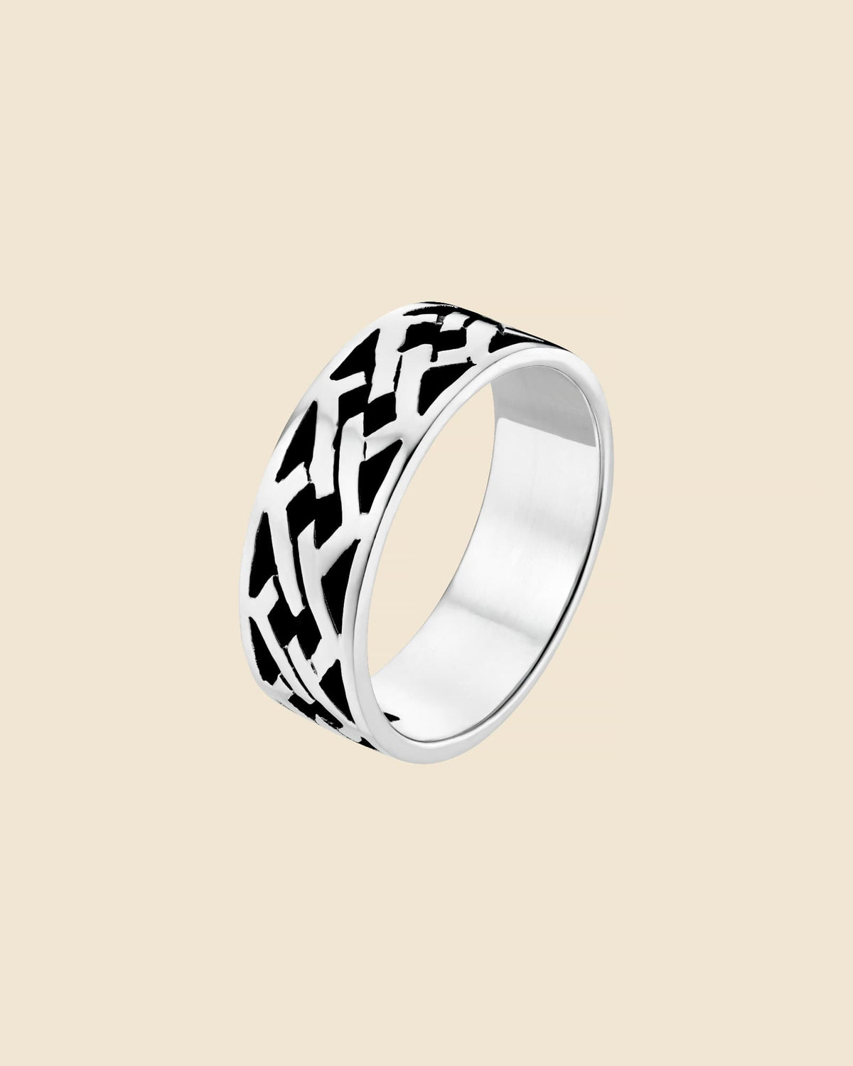 Sterling Silver Oxidised Lattice Band Ring