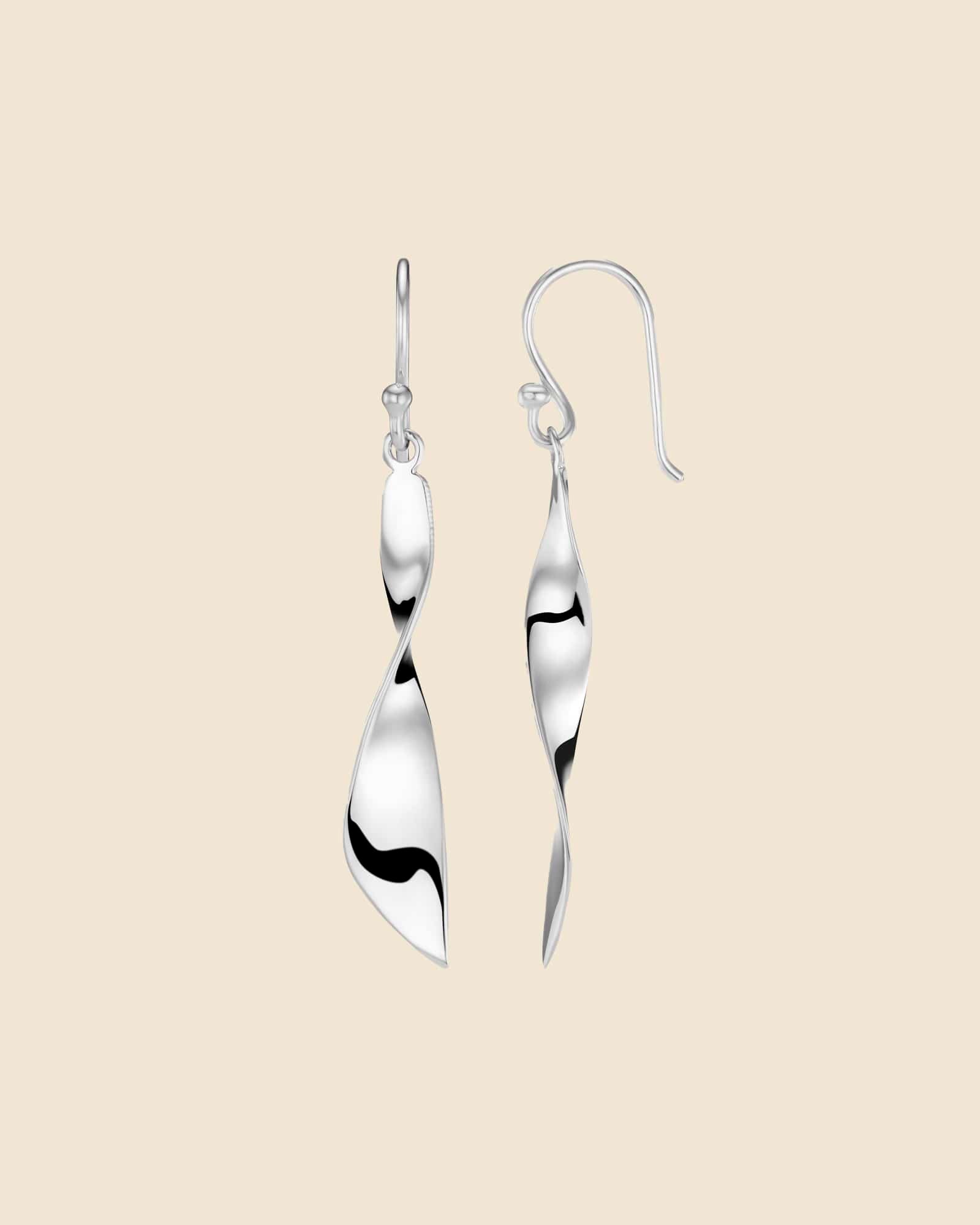 Sterling Silver Elegant Twist Drop Earrings