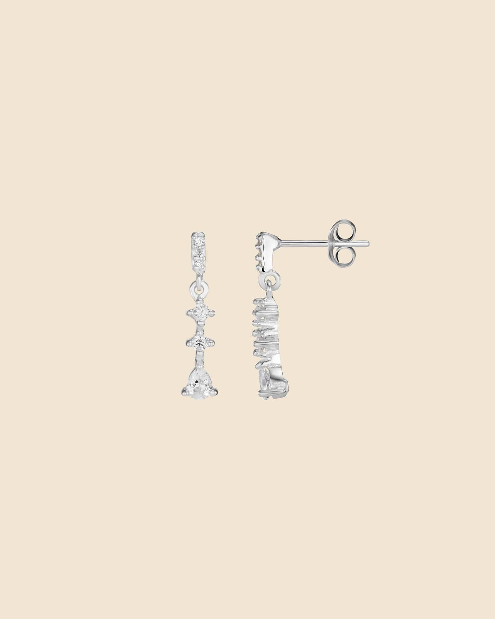 Sterling Silver and Cubic Zirconia Icicle Drop Earrings