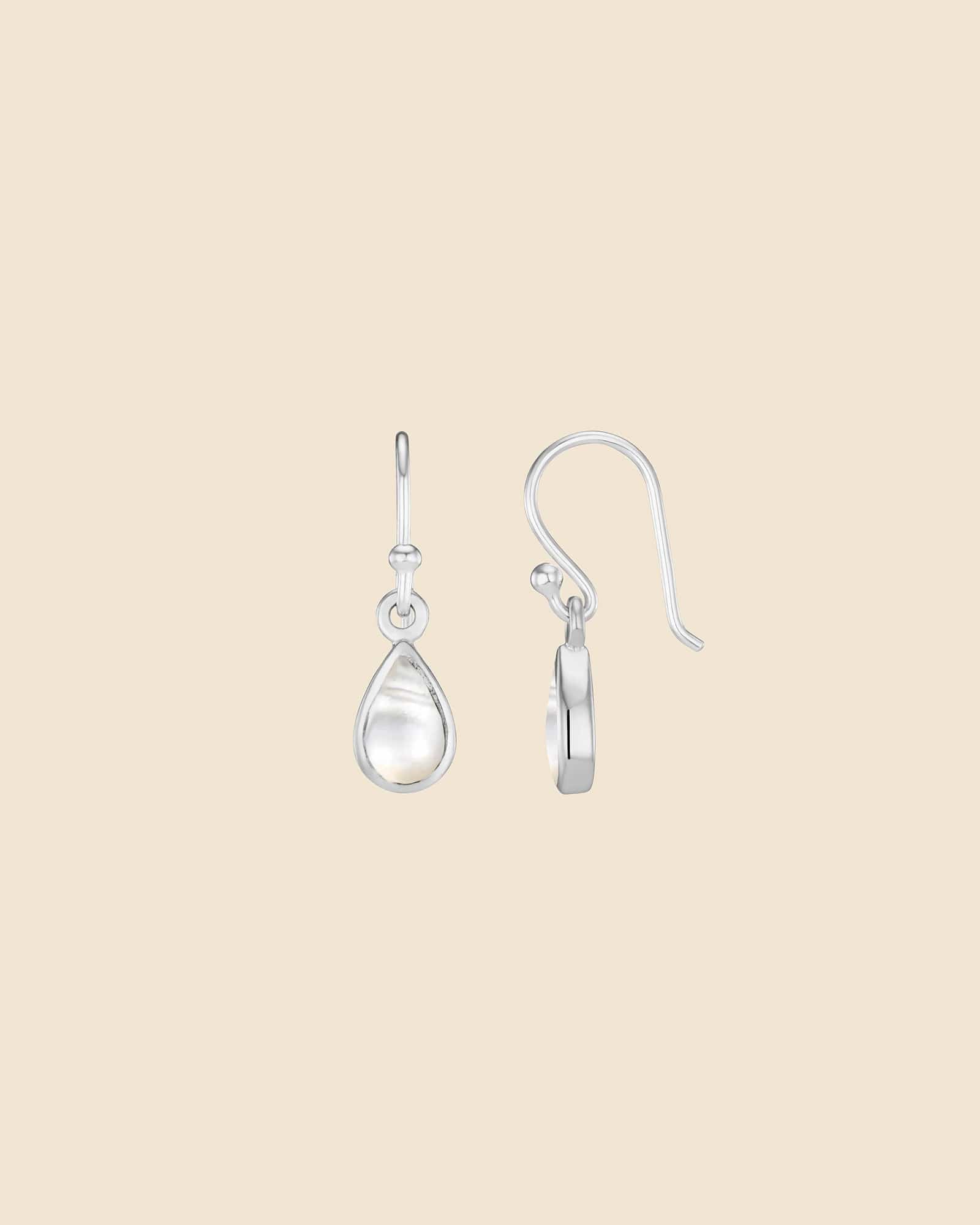 Sterling Silver and Mother of Pearl Mini Teardrop Earrings