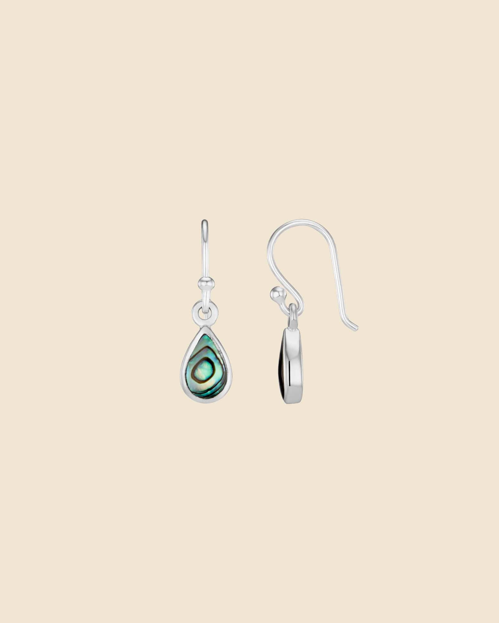 Sterling Silver and Paua Shell Mini Teardrop Earrings