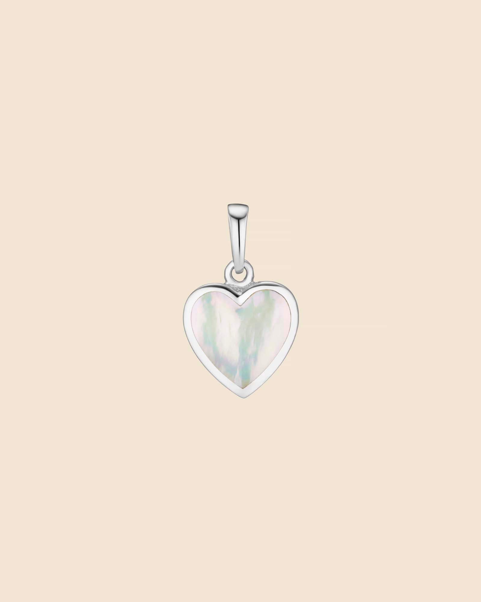 Sterling Silver and Mother of Pearl Simple Heart Pendant