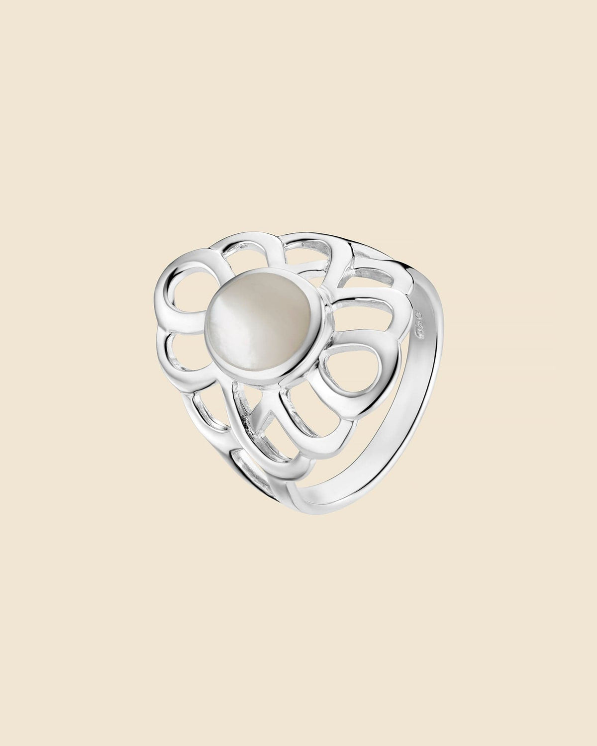 Sterling Silver and Mother of Pearl Openwork Petal Ring