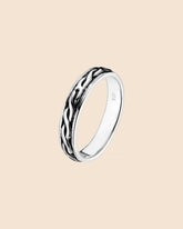 Sterling Silver Oxidised Woven Chain Ring