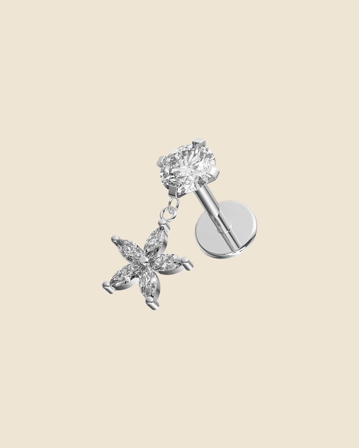 Surgical Steel Crystal Flower Labret