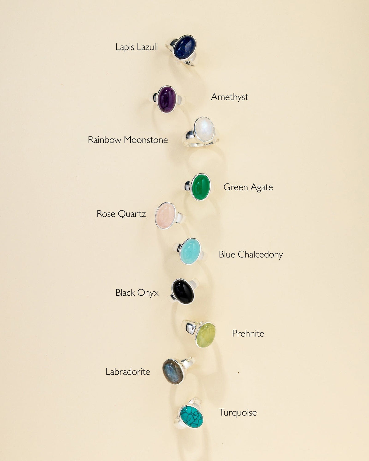 Sterling Silver Classic Oval Gemstone Ring