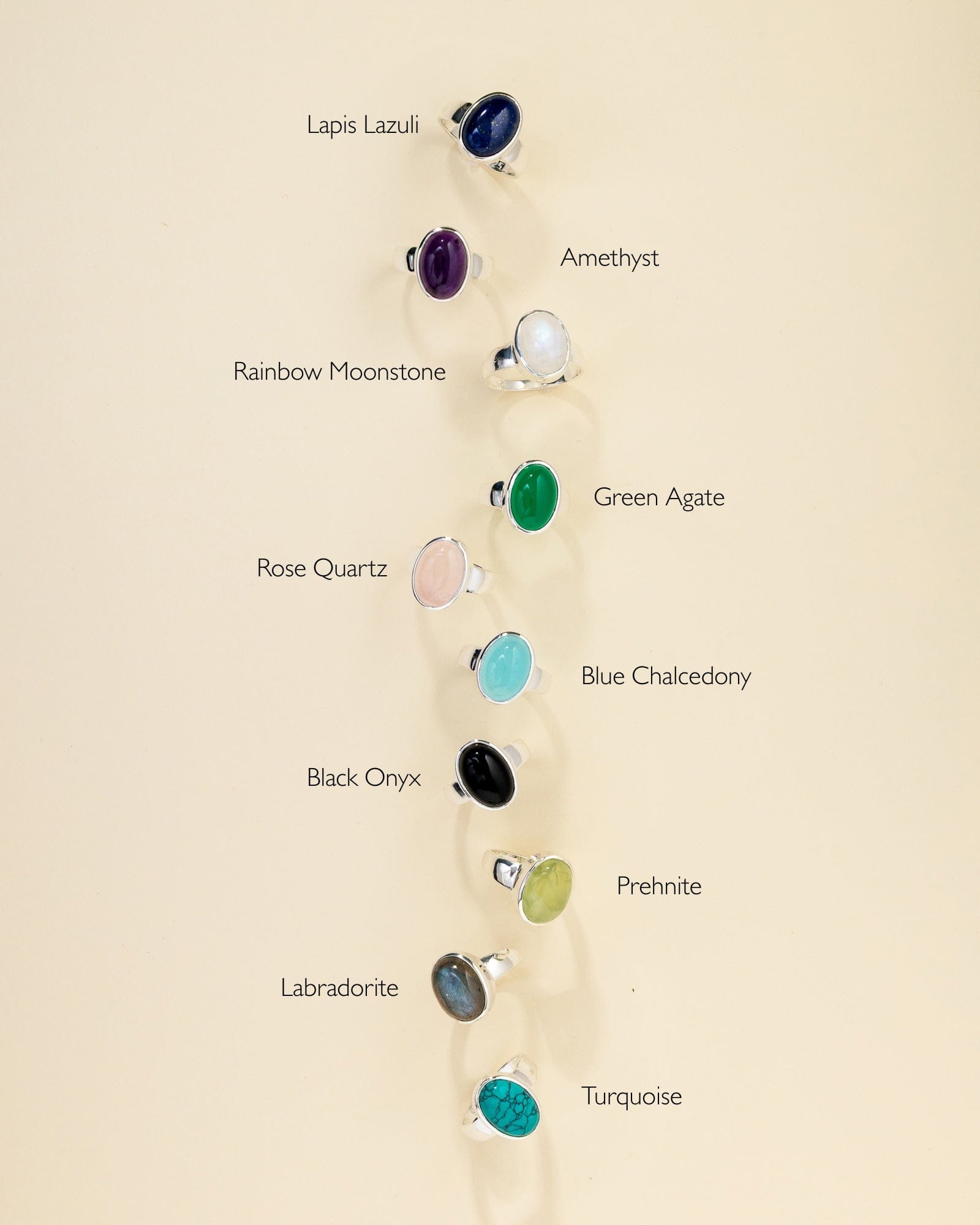 Sterling Silver Classic Oval Gemstone Ring