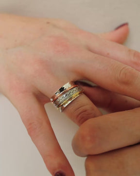 Sterling Silver Tri-Tone Spinning Ring