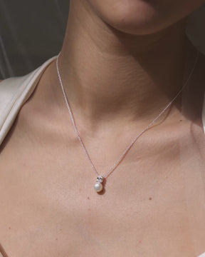 Sterling Silver, Cubic Zirconia and Freshwater Pearl Classic Necklace