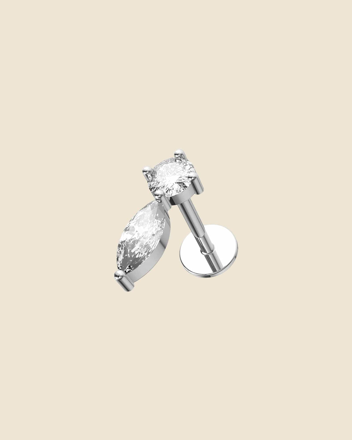 Surgical Steel and Crystal Marquise Labret