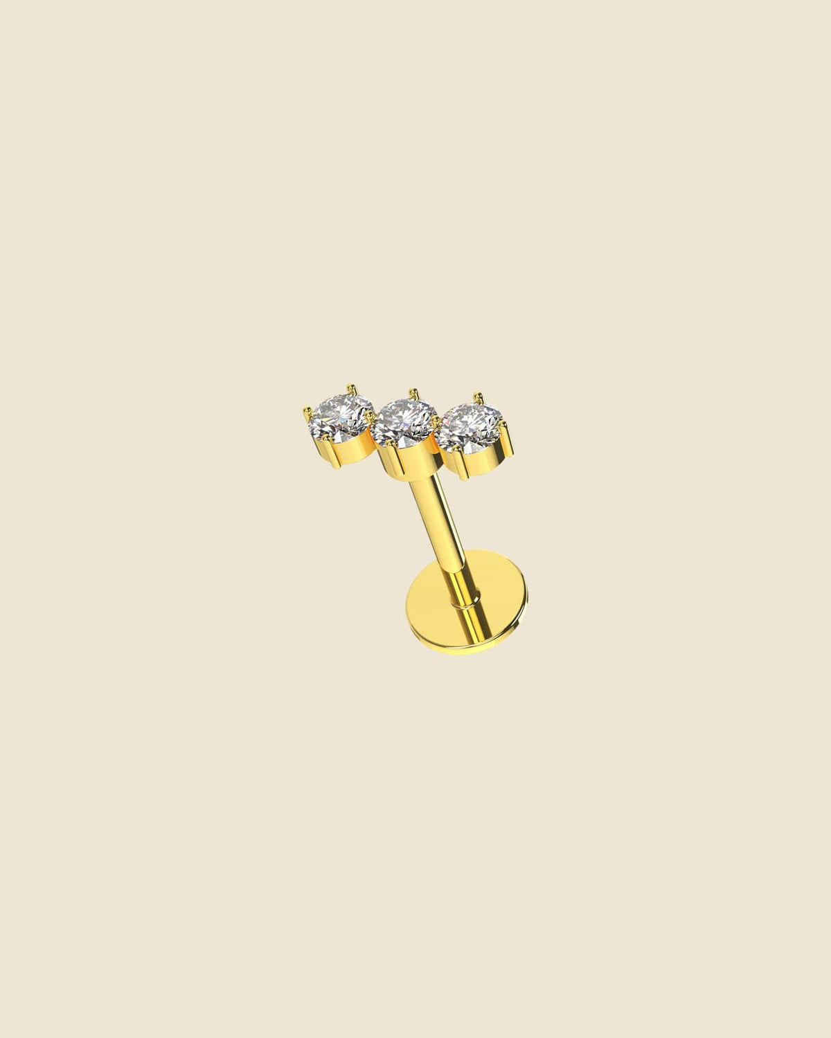Surgical Steel Three Stone Labret