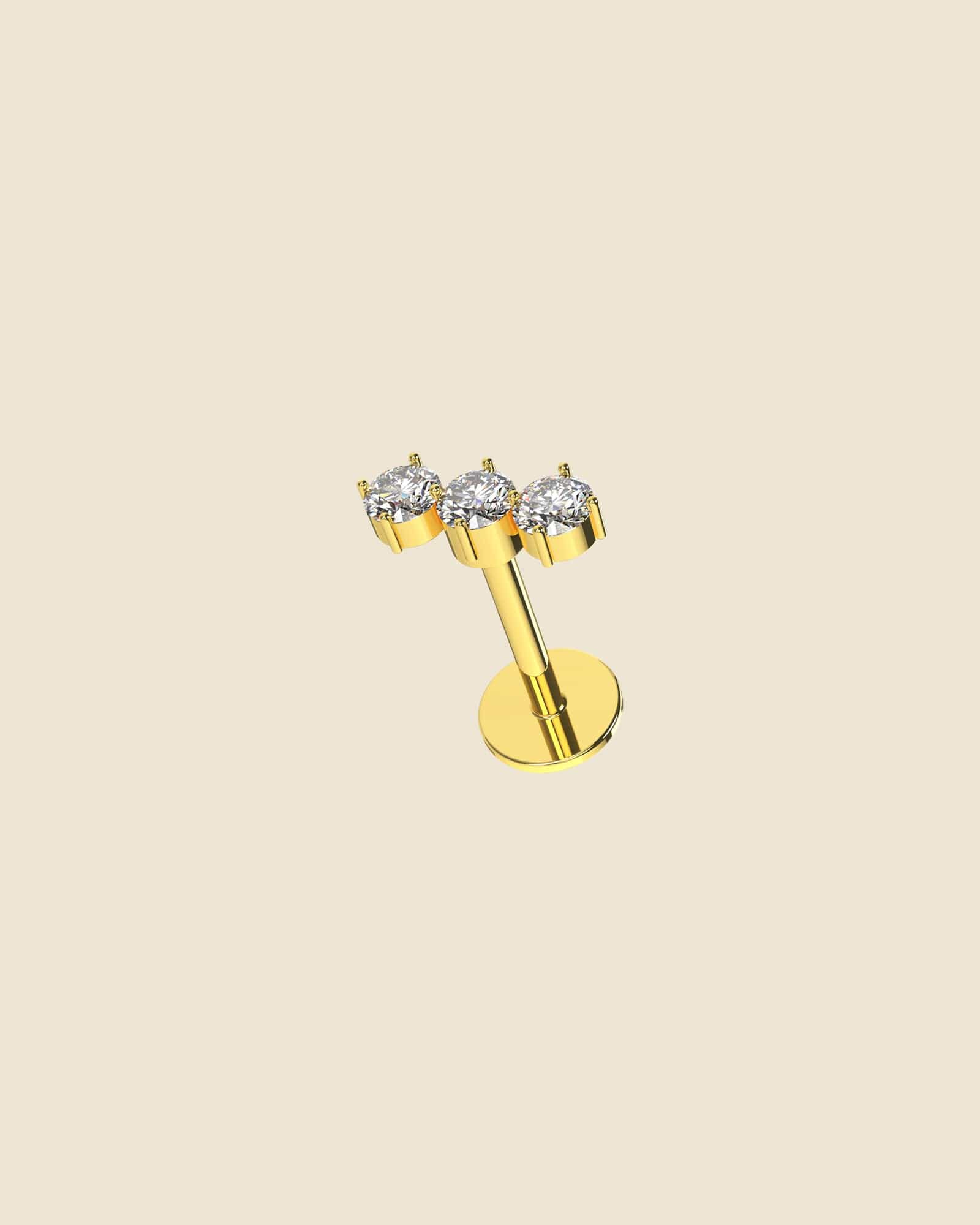 Surgical Steel Three Stone Labret