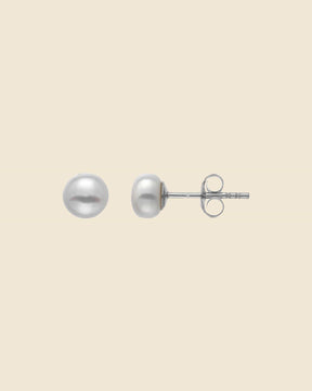 Sterling Silver and 6mm White Freshwater Pearl Studs